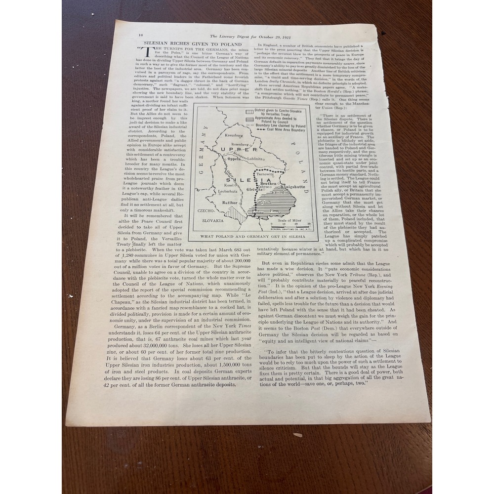 Vintage 1921 Literary Digest Editorial Page Article Print Roaring Twenties Art